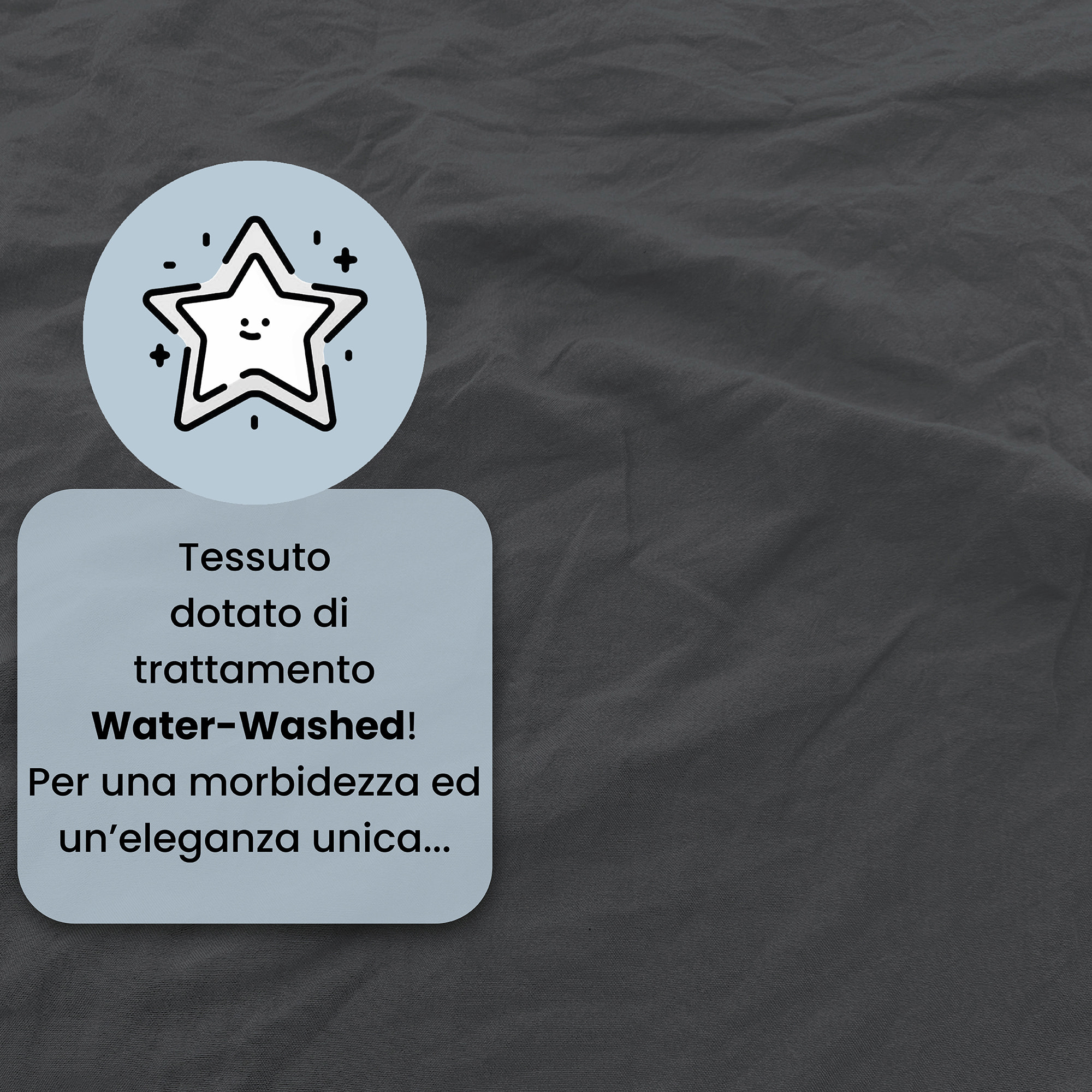 PARURE COPRIPIUMINO WATER WASHED, 100% Microfibra, No Stiro - GRIGIO SCURO