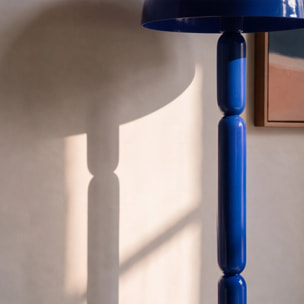 Lampadaire en bois et métal bleu foncé - Romy