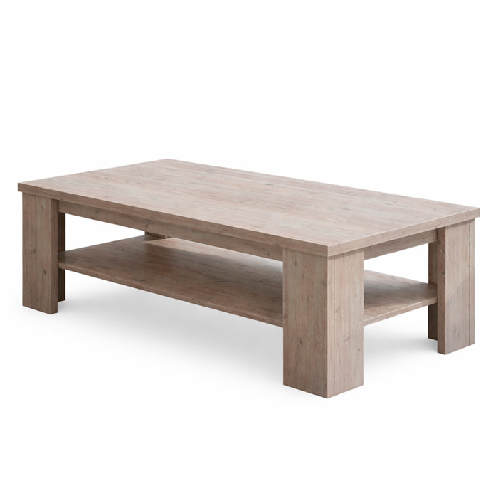 Tavolino Da Caffè Con Ripiano Inferiore E Vano A Giorno Tavolo Basso Moderno Design Elegante Minimal Per Salotto 41 x 130 x 67 Cm Colore Rovere Alaska