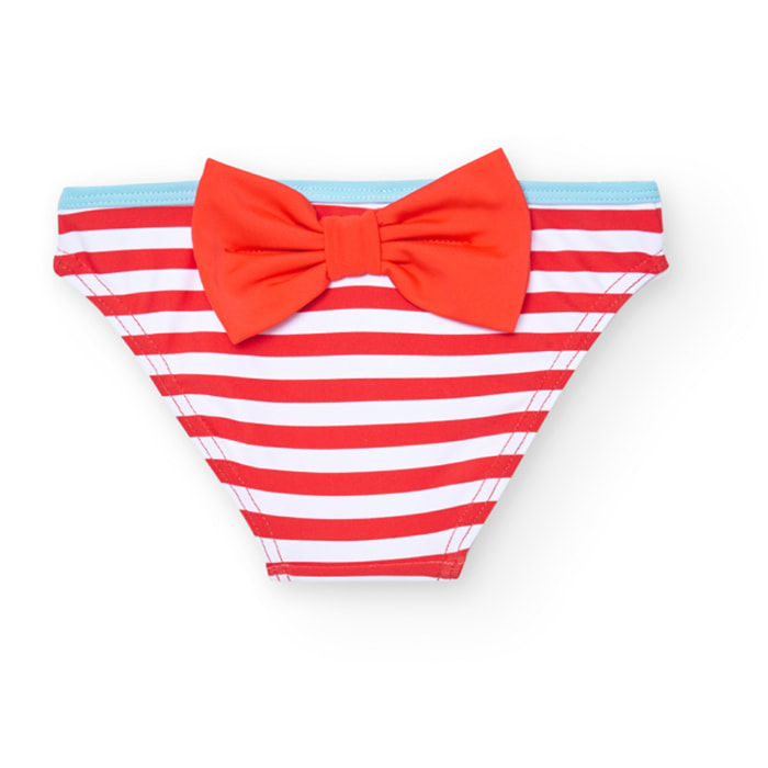 Braguita listada niÃ±a, poliamida estampada, rayas, rojo