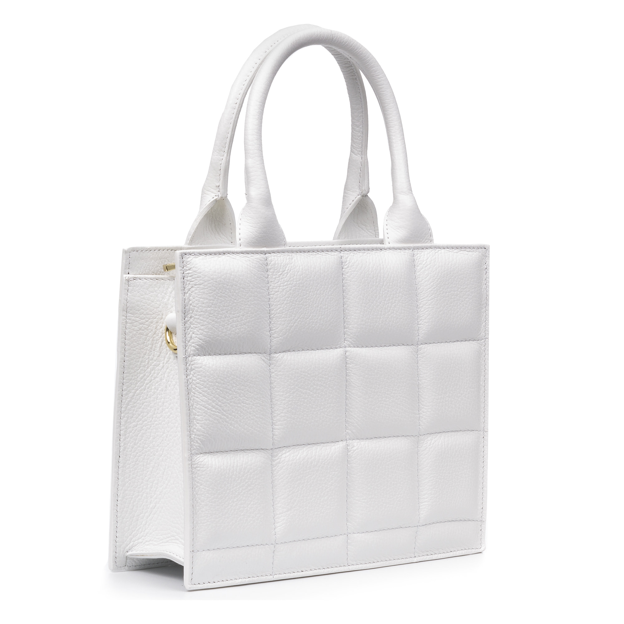 Albino bolso tote de mujer. Piel auténtica acabado Dollaro acolchado.