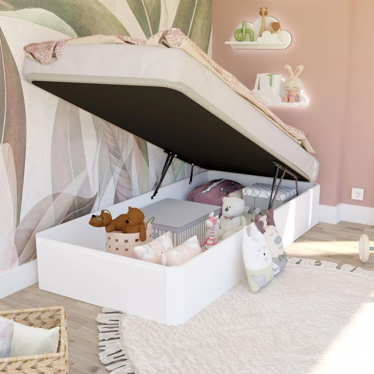 Canapé básico 90x190 cm en blanco Luxury 3D Blanco