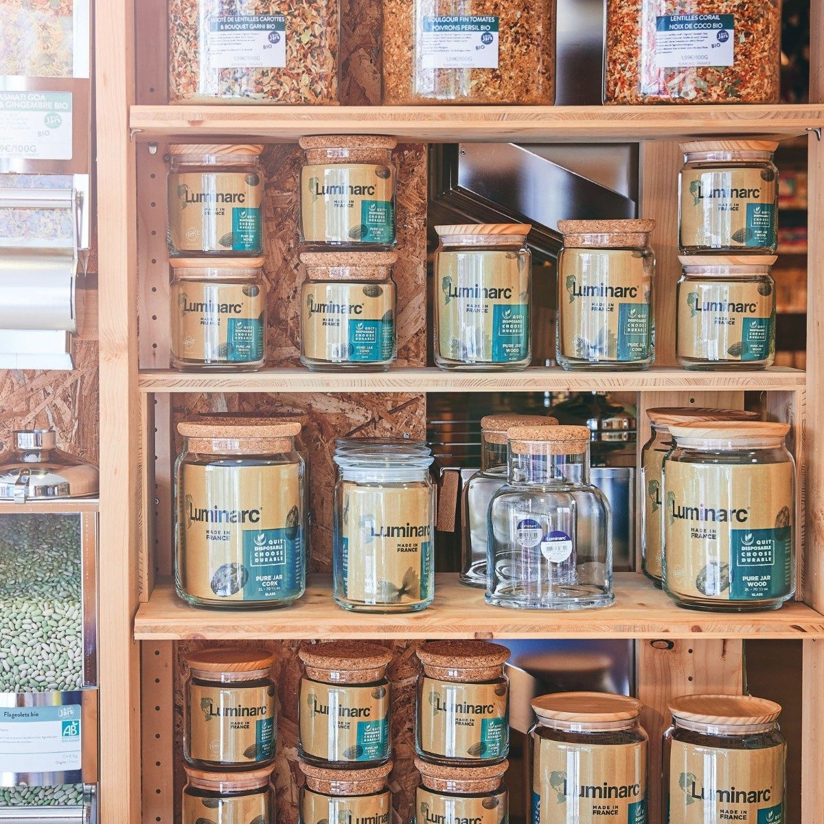Lote de 2 tarros de conservación - tapa de madera - 1 L + 0,5 L Pure Jar Wood - Luminarc