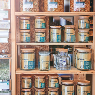 Lote de 2 tarros de conservación - tapa de madera - 1 L + 0,5 L Pure Jar Wood - Luminarc
