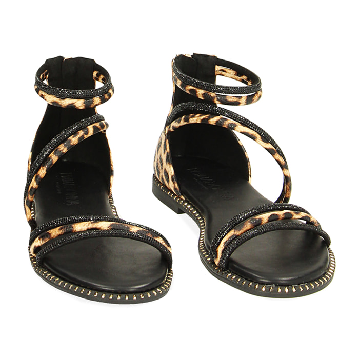 Sandali bassi leopard con pietre