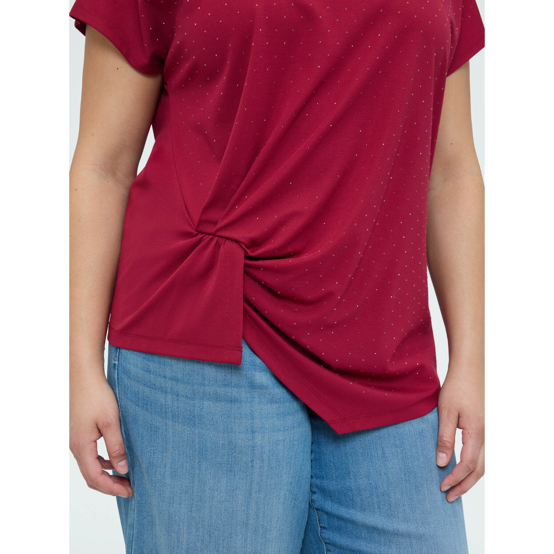 Fiorella Rubino - T-shirt con drappeggio e punti luce - Bordeaux