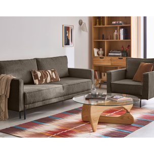 Charlie - fauteuil - pieds hauts - en tissu velours relief - Taupe