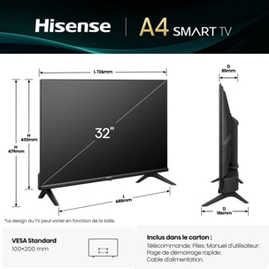 TV LED HISENSE 32A49Q 2025 (80cm)