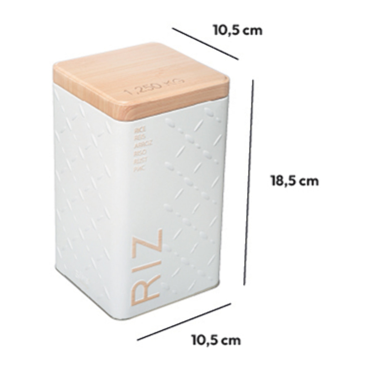 Boîte à riz en métal Blanc Scandi Nature