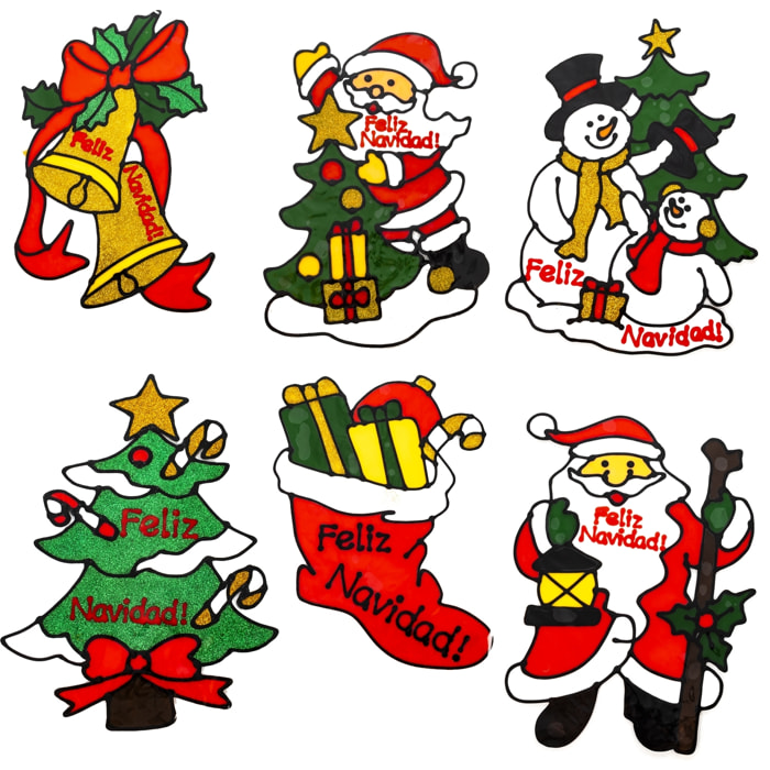 DAM  Confezione da 4 adesivi per finestre in gel, 30x20 cm. Disegni assortiti. 30x0,5x20 centimetri. Colore: multicolore