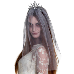 Cerchietto Diadema Principessa Zombie Con Velo Halloween