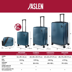 Juego De Maletas Rígidas Abs Jaslen Padua Azul