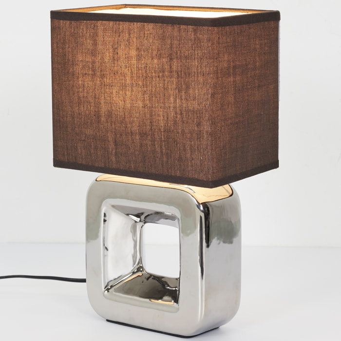 Lampe Ceramique Finition Chromee H32.5cm