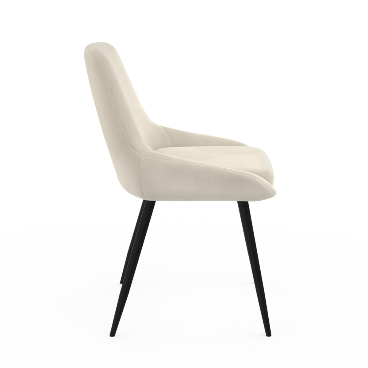 Chaises Olivia en velours et pieds métal - Crème