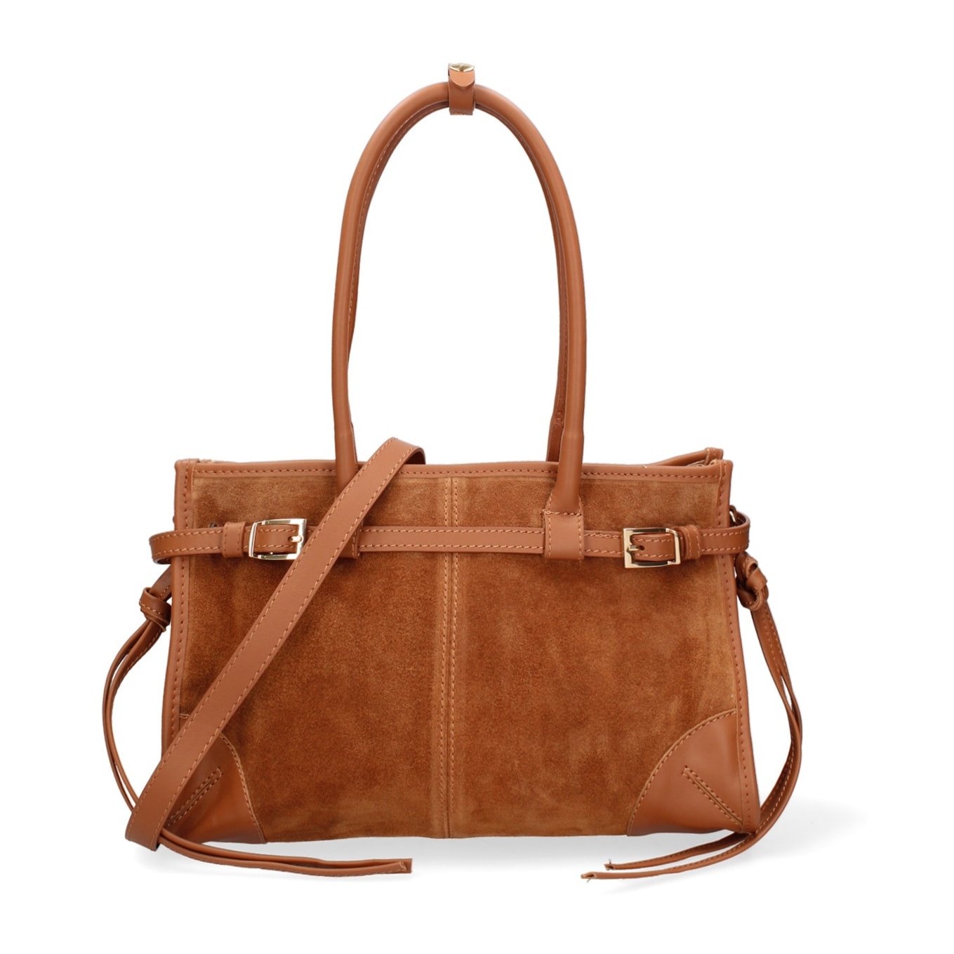 Borsa a spalla da donna Made in Italy - Modello Novara Ultra - Pelle scamosciata - 31.5 x 20.0 x 14.0 cm