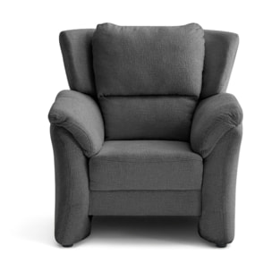 Bastille - fauteuil en tissu velours relief - Gris Anthracite