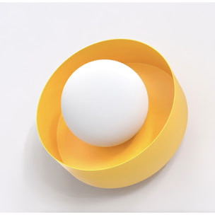 Lampada a parete Lulu in acciaio arancione con diffusore sferico