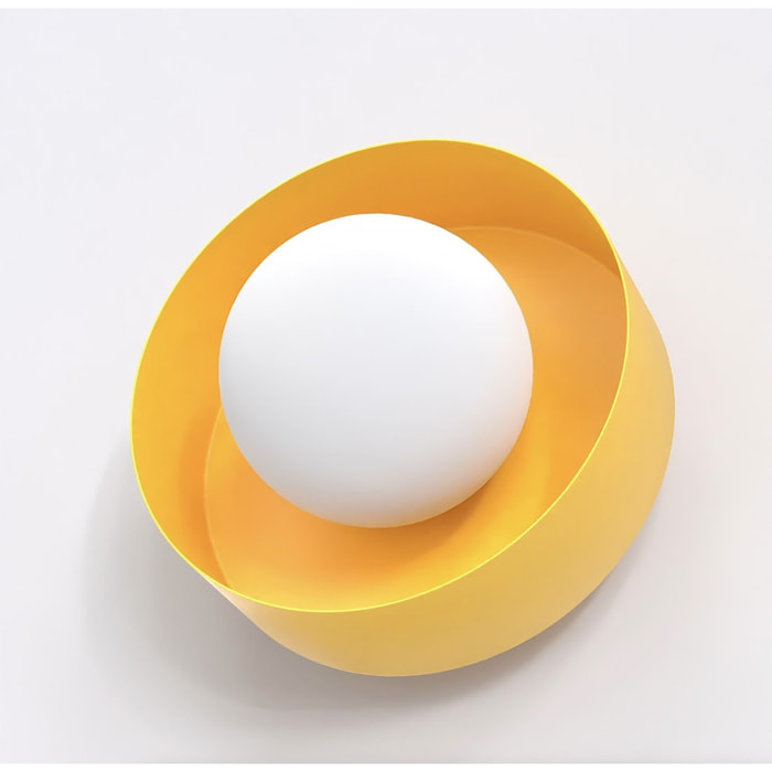Lampada a parete Lulu in acciaio arancione con diffusore sferico