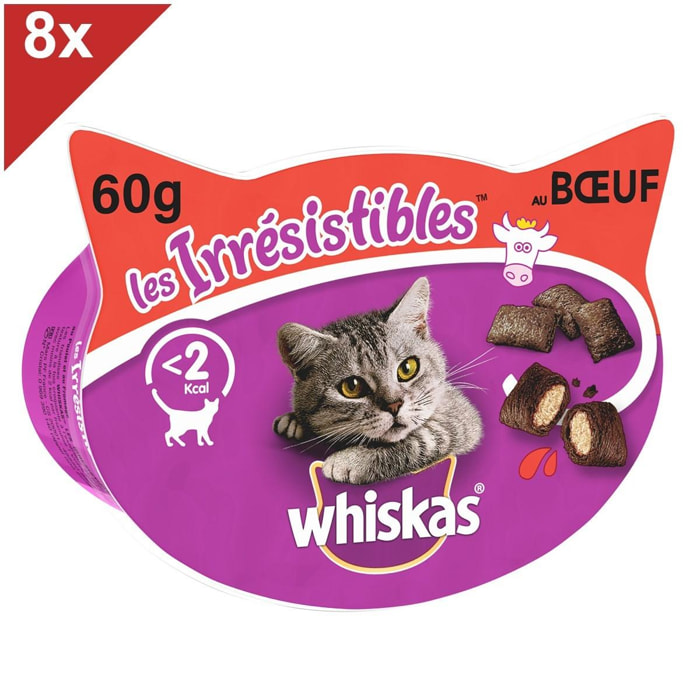 WHISKAS Les Irrésistibles Friandises au boeuf pour chat 8x60g