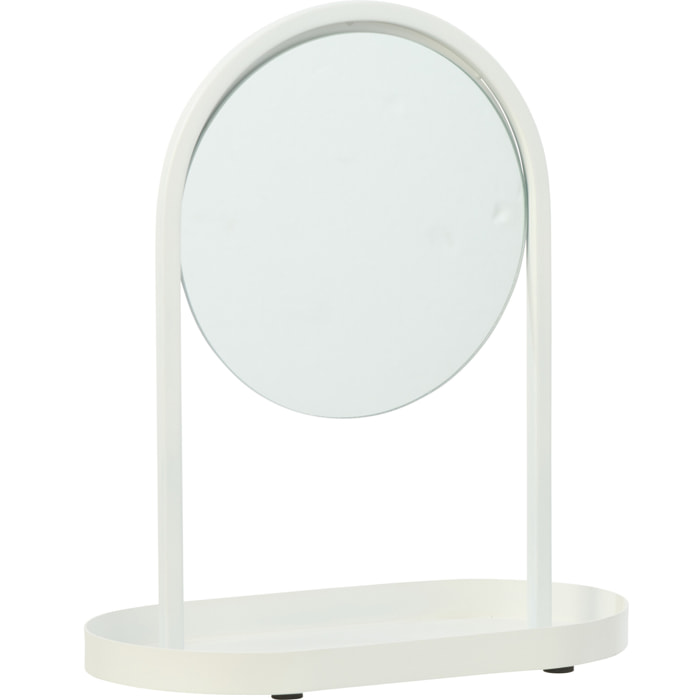 J-Line Miroir de Table + Support Bijoux - métal - blanc - small