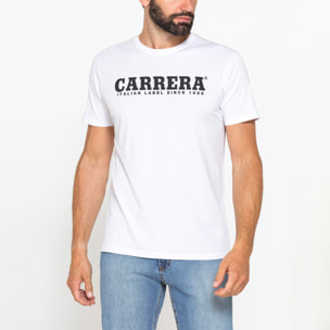 T-SHIRT GIROCOLLO IN COTONE CON STAMPA LOGO CARRERA