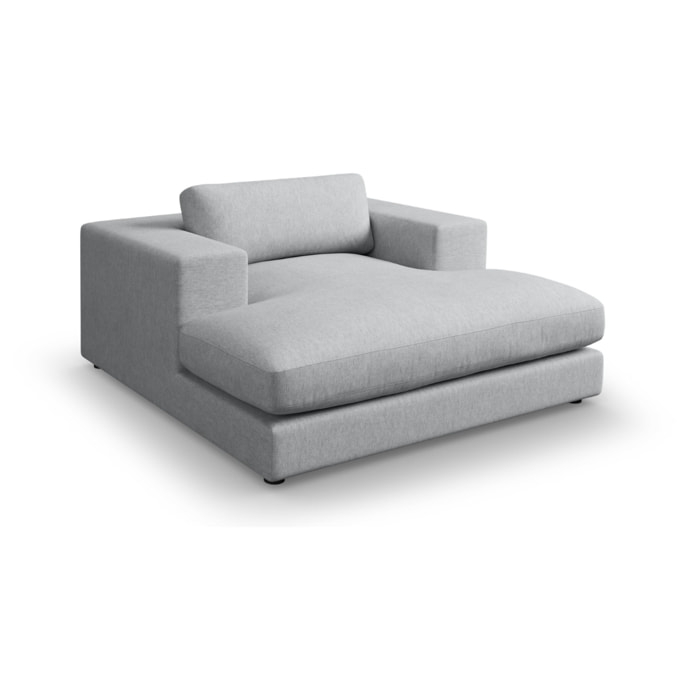 Méridienne "Tendance" en tissu structurel gris clair