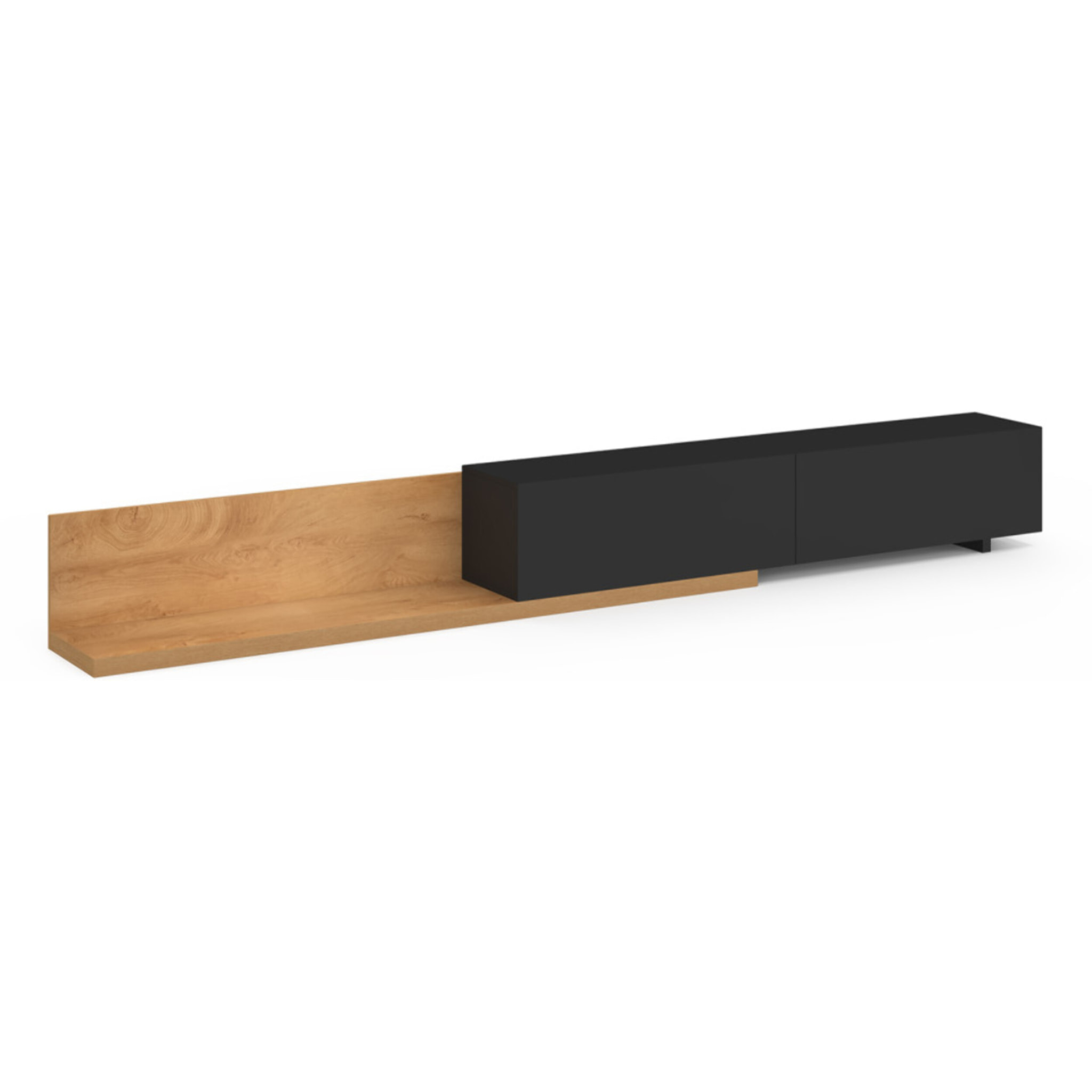 Meuble TV extensible Movena bois et noir L215-360cm