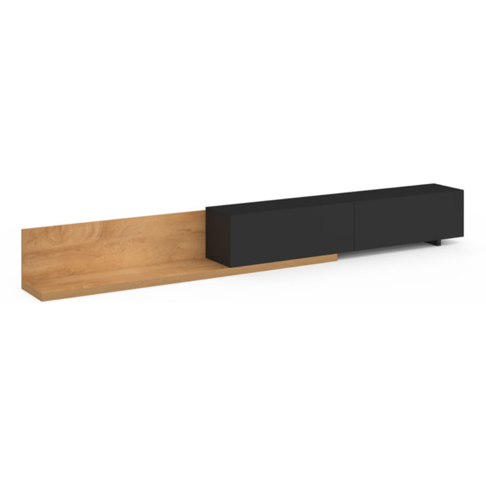Meuble TV extensible Movena bois et noir L215-360cm