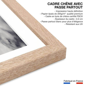 Affiche Chevaux blancs Affiche + cadre en bois - Chêne