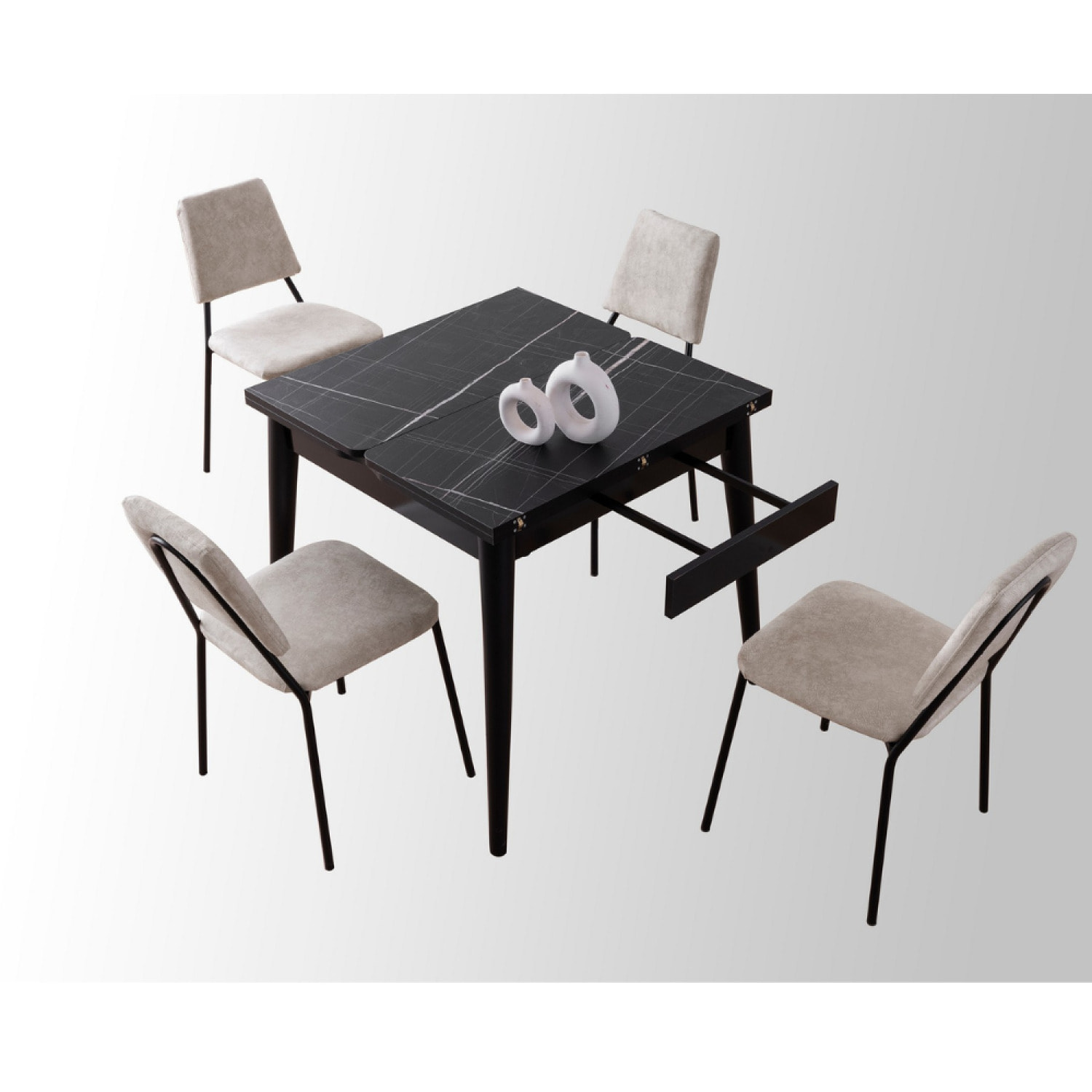 VOLI - Table à manger 6 personnes gris et noir 180 cm