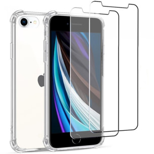 Coque iPhone 7/8 Antichoc Silicone + 2 Vitres en verre trempé Protection écran ultra résistant