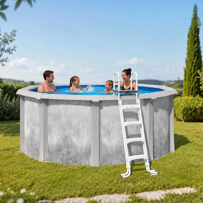 Piscine hors sol acier et résine ronde Ø 3,65 x 1,32 m gris dégradé LIBERTY
