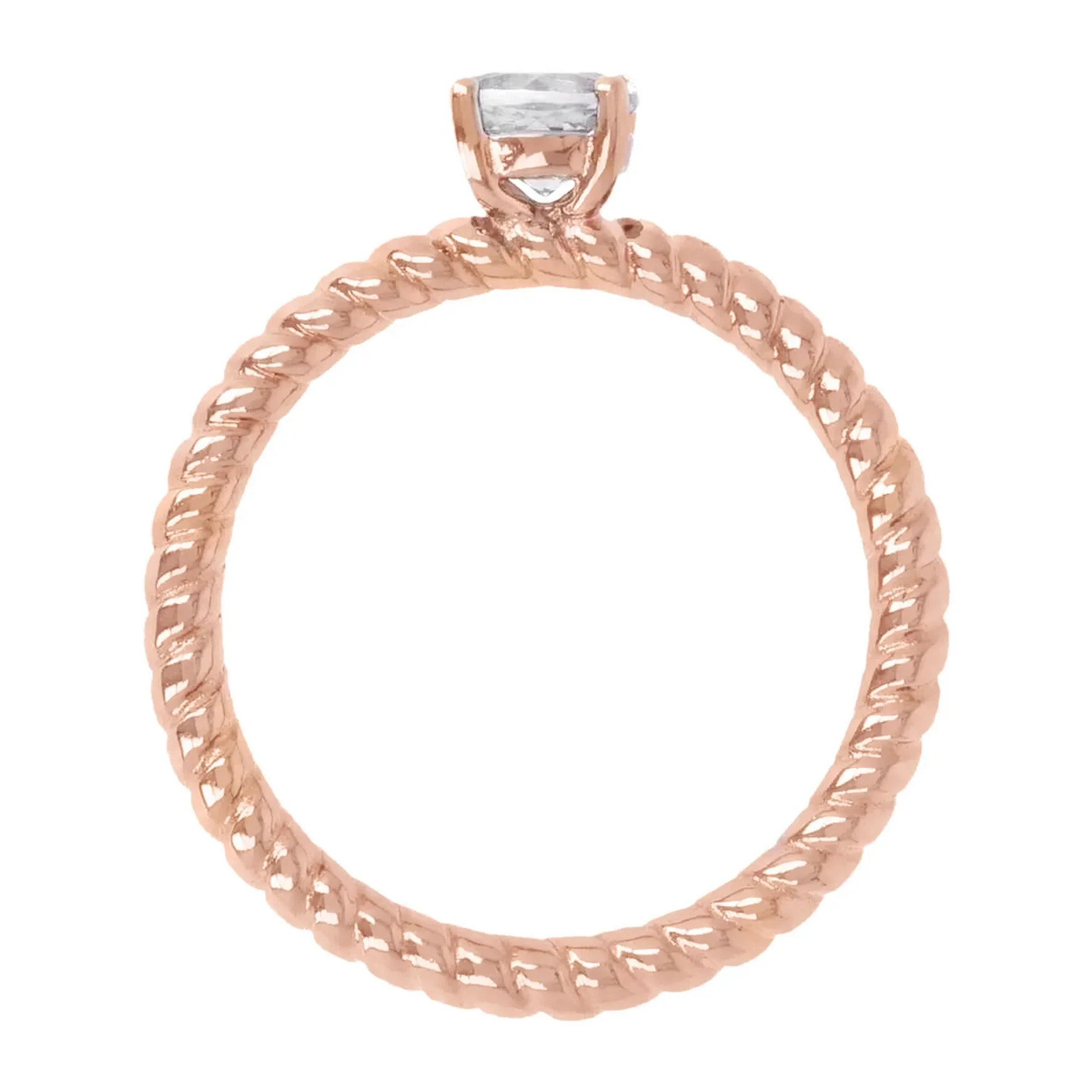 Anello Solitario Texture con Topazio Cristallo