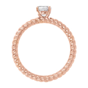 Anello Solitario Texture con Topazio Cristallo