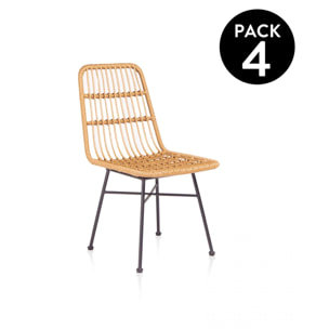 Pack 4 sillas de comedor Malai Ratán - Negro
