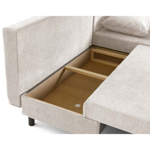 Gloria - canapé d'angle réversible 4 places convertible avec coffre en tissu texturé - Beige