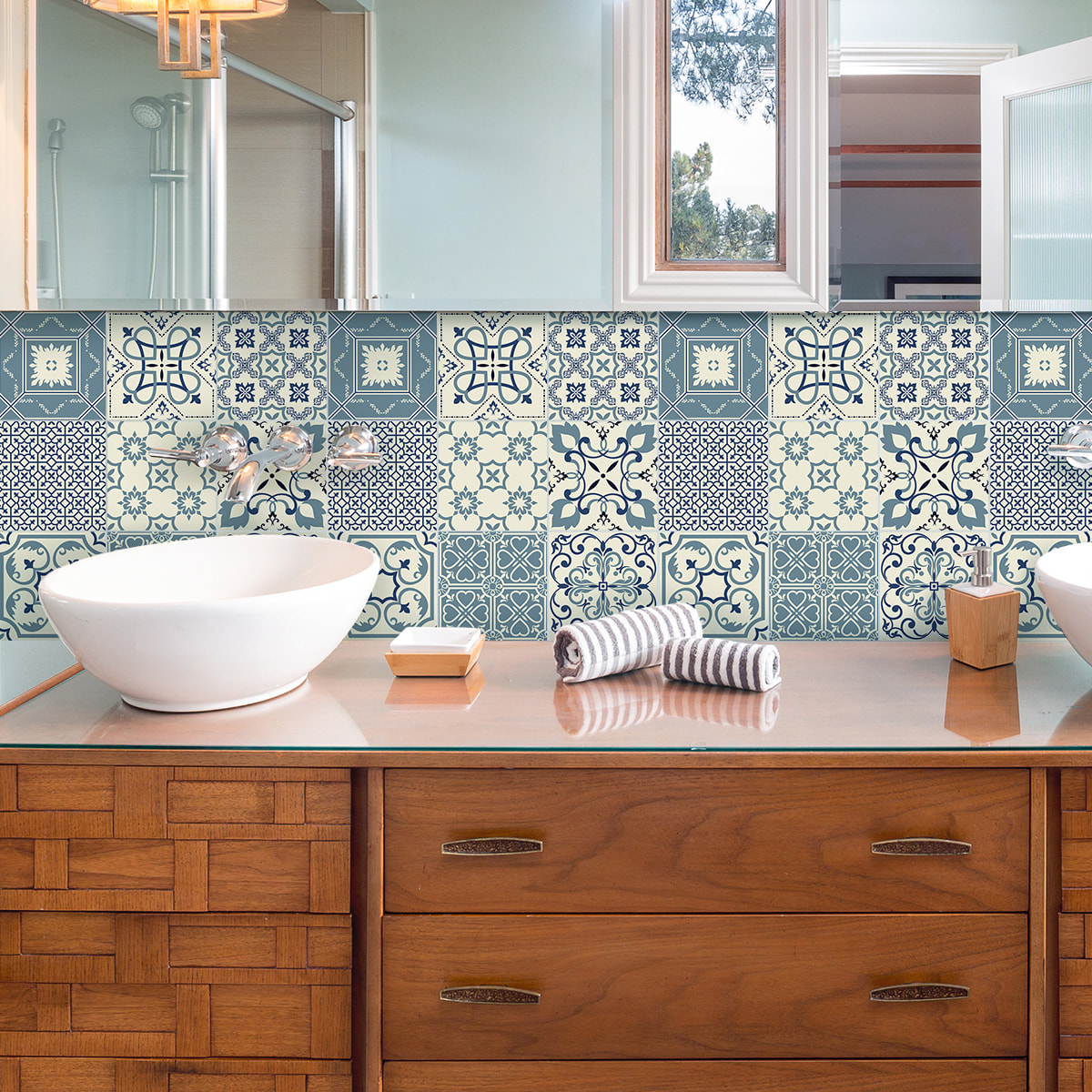 Stickers muraux - Sticker Mural Carrelage adhésif Cuisine Salle de Bain - 30 STICKERS CARRELAGES AZULEJOS LIBERO