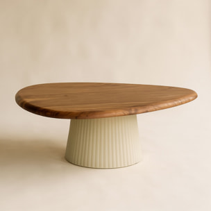 Table basse en bois d'acacia et pied en métal écru MALMO