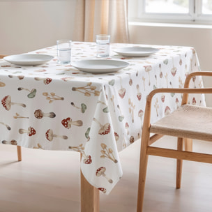 Mantel estampado antimanchas AMANITA BLANCO