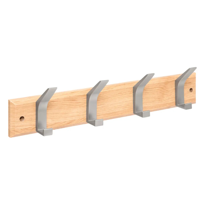 Patère Ziny 4 têtes L45cm bois clair gris