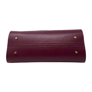 Borsa a Mano Elegante da Donna con Manico in Bambu in Pelle Martellata