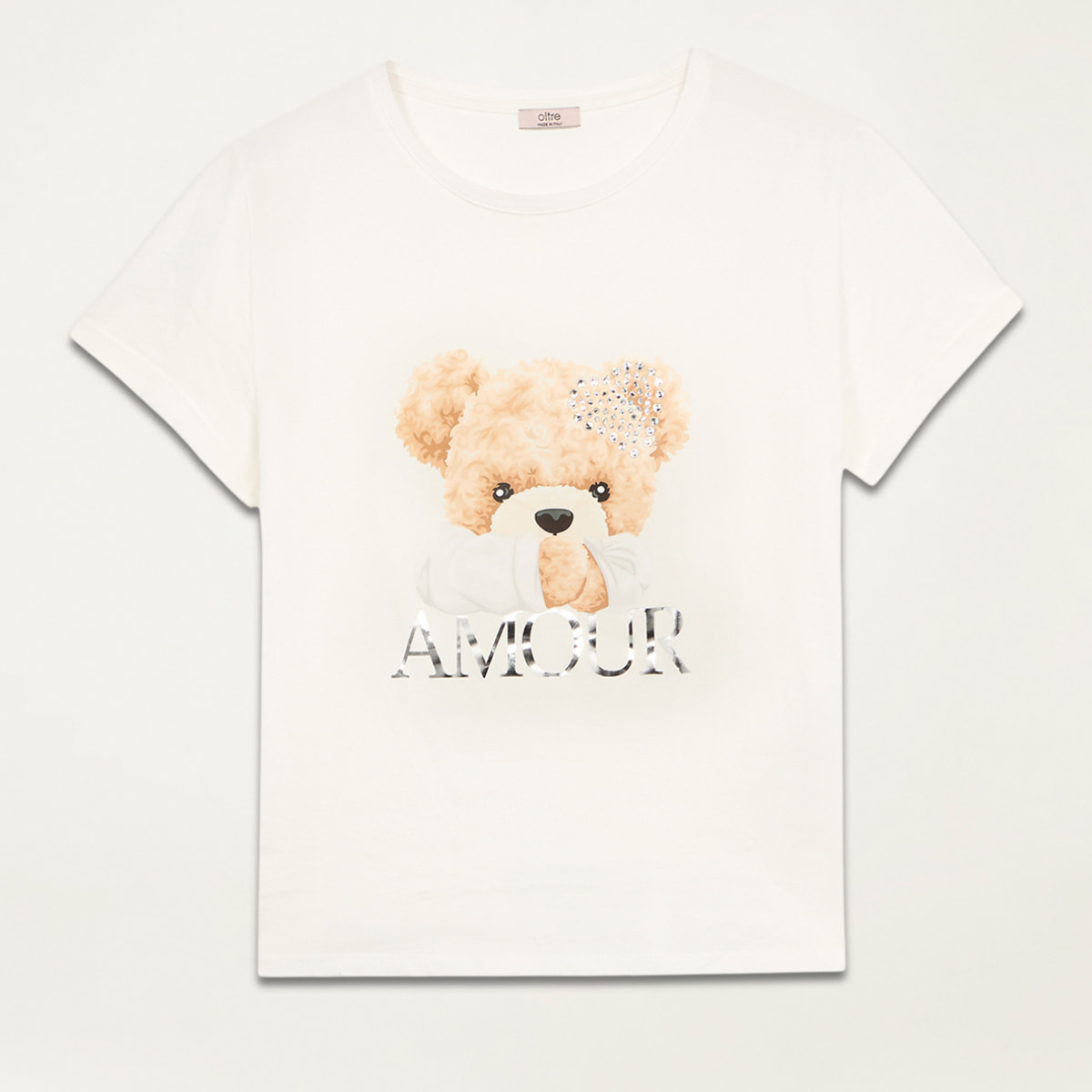 Oltre - Camiseta de algodón con estampado y aplicaciones - Blanco