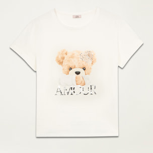 Oltre - Camiseta de algodón con estampado y aplicaciones - Blanco