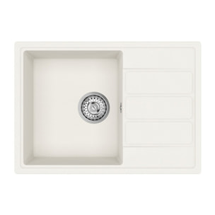 62x44 cm évier avec égouttoir réversible en Granite, à encastrer, blanc + mitigeur lavabo/cuisine Grohe Start (SATSE2WG3047)