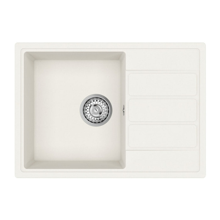 62x44 cm évier avec égouttoir réversible en Granite, à encastrer, blanc + mitigeur lavabo/cuisine Grohe Start (SATSE2WG3047)