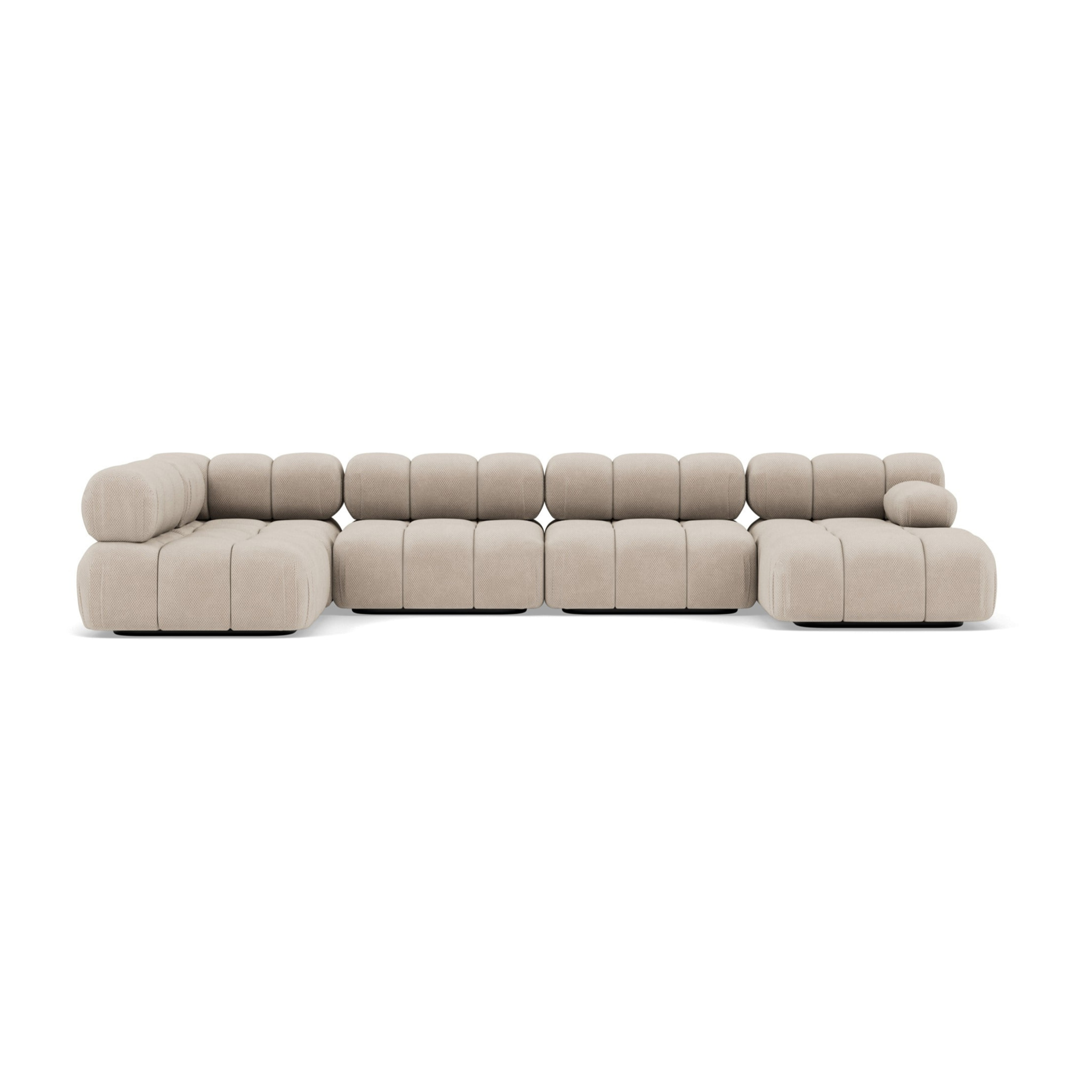 Ruby - canapé panoramique modulable d'angle gauche 7 places en velours texturé - Beige