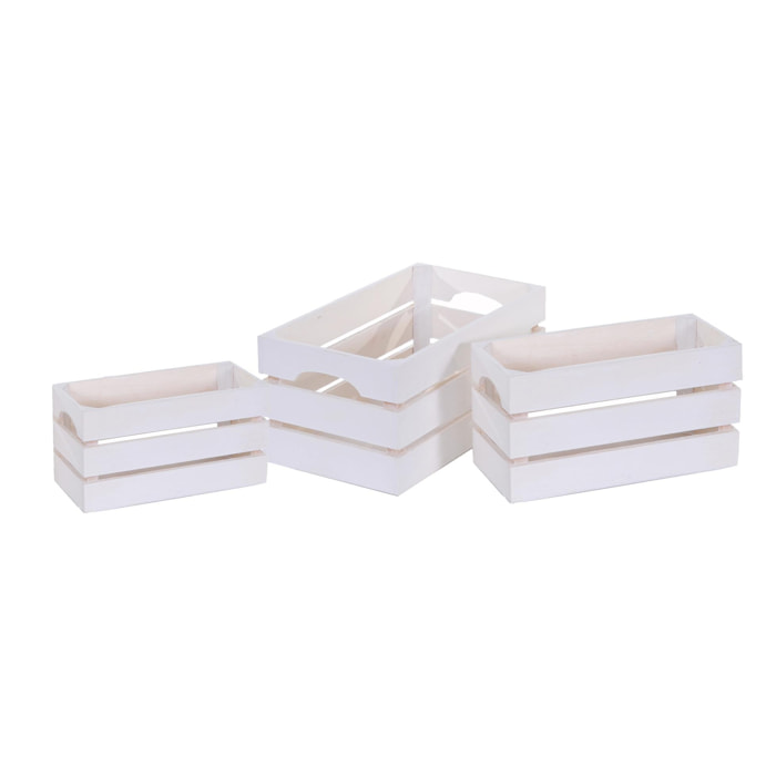 Serie Da 3 Cassetta Legno 28 Cm - Pezzi 1 - 28X12,5X15,5cm - Colore: Bianco - Bianchi Dino - Decori Casa E Complementi