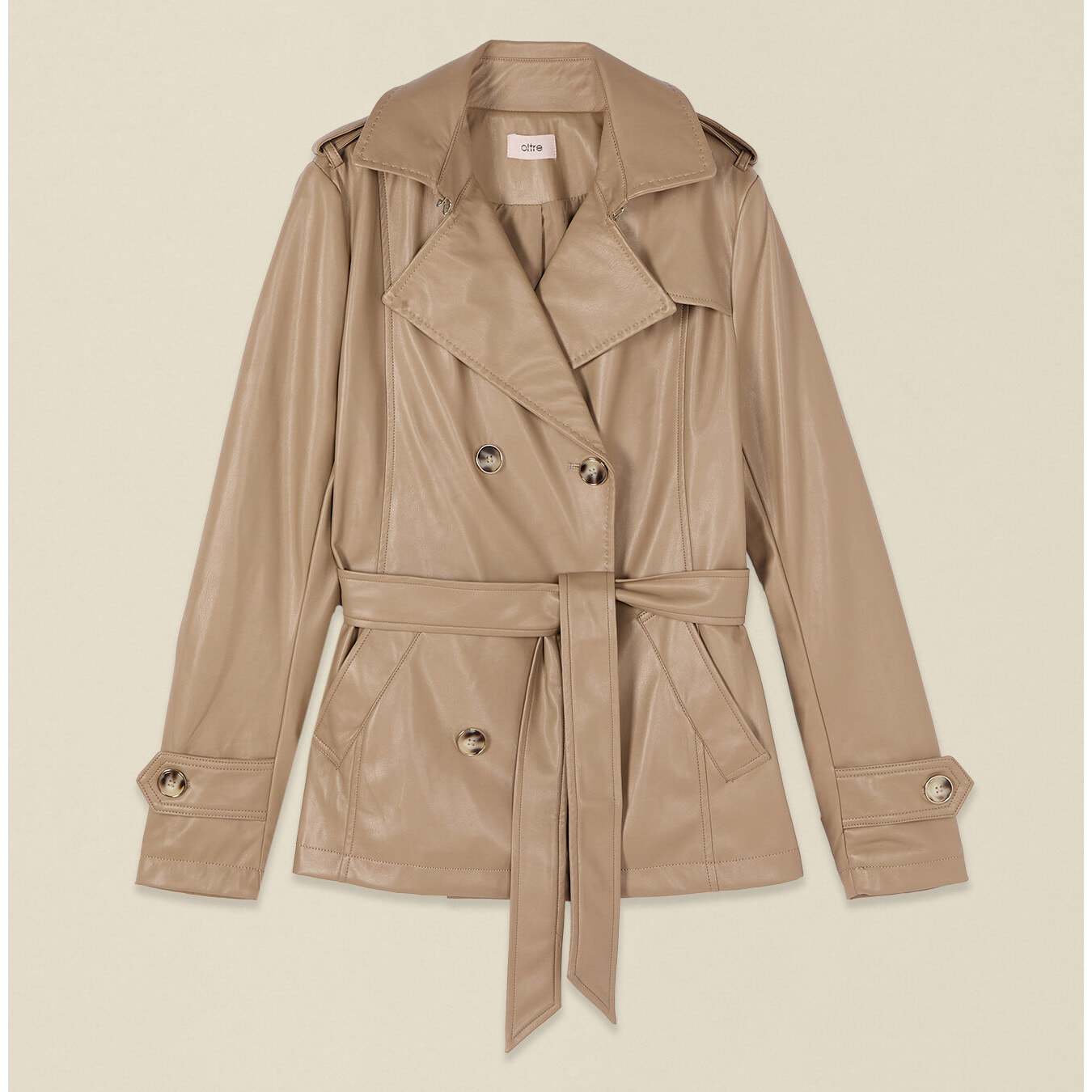 Oltre - Gabardina corta cruzada - Beige