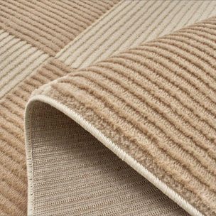 BIANCA - Tapis motif carreaux en relief crème et beige
