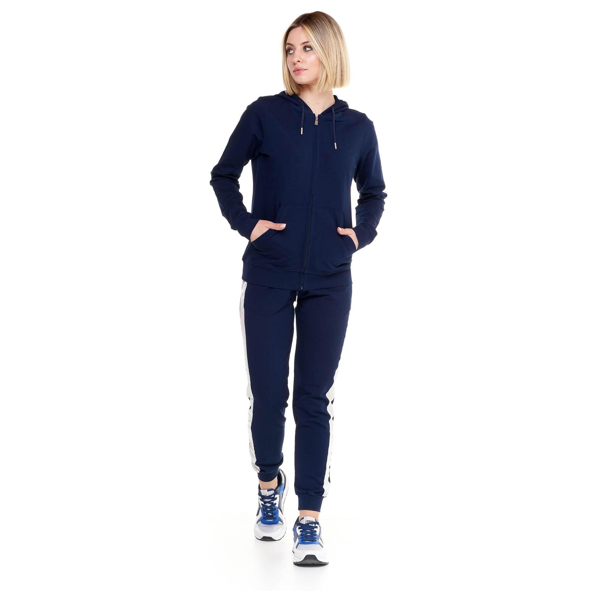 Chándal de mujer brillante con capucha y cremallera
